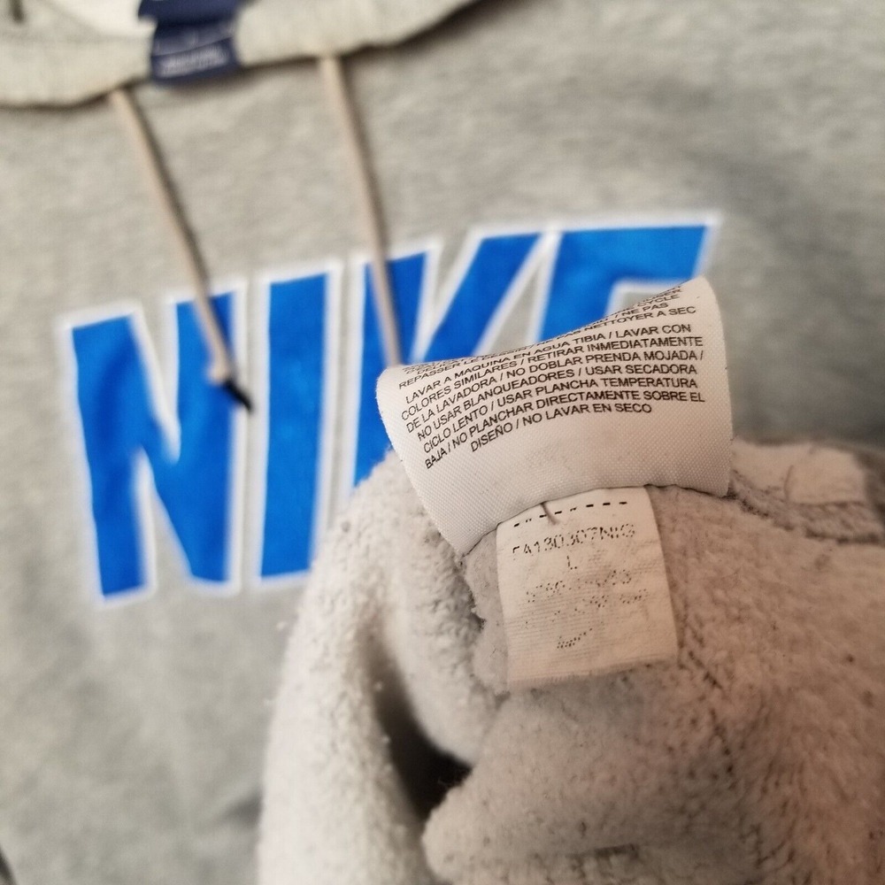 Nike Spellout Y2kHoodie Mens Lg Gray Blue Pullover Sweatshirt Blue Label - Picture 2 of 7